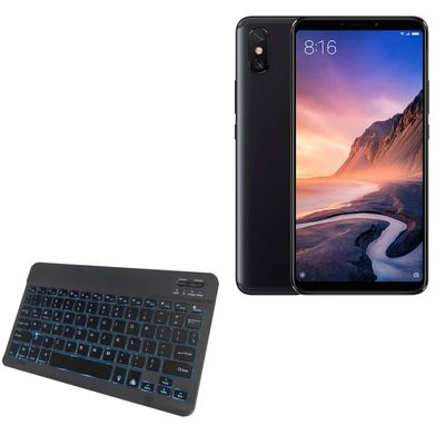 BoxWave Keyboard Compatible with Xiaomi Mi Max 3 - SlimKeys Bluetooth Keyboard - with Backlight, Portable Slim LED 7 Colors - Jet Black
