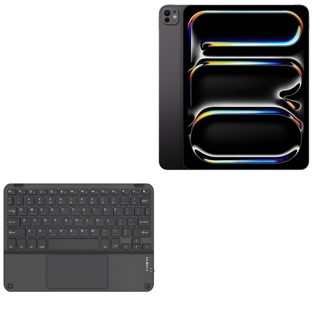 BoxWave Keyboard Compatible with Apple iPad Pro (7th Gen 2024) (13 in) - SlimKeys Bluetooth Keyboard with Trackpad, Portable Slim TouchPad - Jet Black