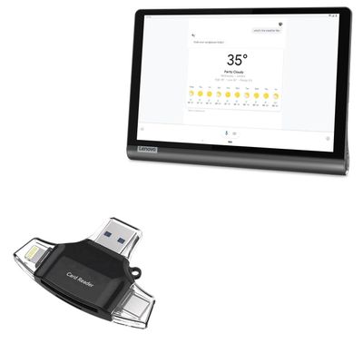 BoxWave Smart Gadget Compatible with Lenovo Yoga Smart Tab Row - AllReader SD Card Reader, microSD Card Reader SD Compact USB - Jet Black