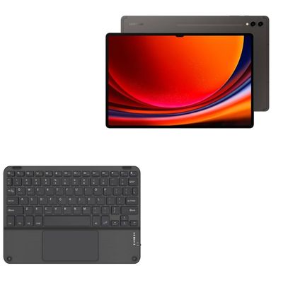 BoxWave Keyboard Compatible with Samsung Galaxy Tab S9 Ultra - SlimKeys Bluetooth Keyboard with Trackpad, Portable Slim TouchPad - Jet Black