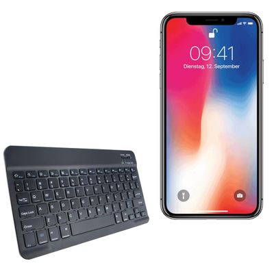 BoxWave Keyboard Compatible with iPhone X - SlimKeys Bluetooth Keyboard, Portable Thin with Chiclet-Style Keys - Jet Black