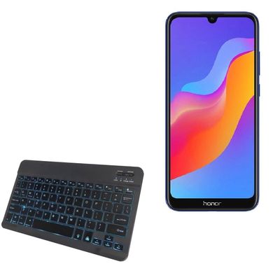 BoxWave Keyboard Compatible with Huawei Honor 8A 2020 - SlimKeys Bluetooth Keyboard - with Backlight, Portable Slim LED 7 Colors - Jet Black