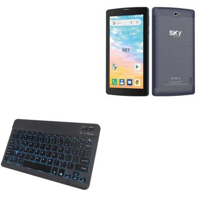 BoxWave Keyboard Compatible with Sky Devices Platinum View2 - SlimKeys Bluetooth Keyboard - with Backlight, Portable Slim LED 7 Colors - Jet Black