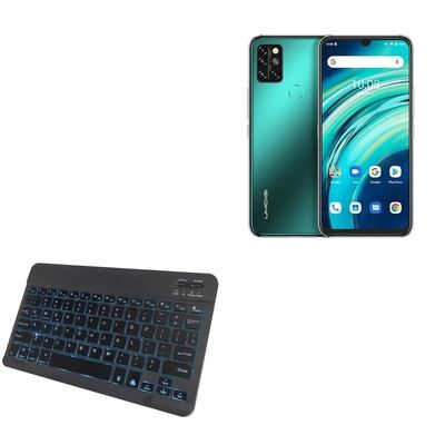 BoxWave Keyboard Compatible with Umidigi A9 Pro - SlimKeys Bluetooth Keyboard - with Backlight, Portable Slim LED 7 Colors - Jet Black
