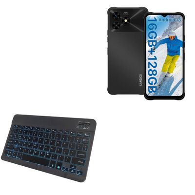 BoxWave Keyboard Compatible with Umidigi G5 Mecha - SlimKeys Bluetooth Keyboard - with Backlight, Portable Slim LED 7 Colors - Jet Black