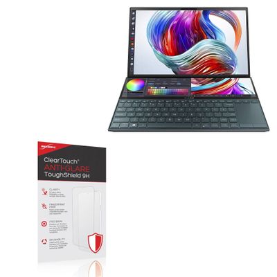 BoxWave Screen Protector Compatible with ASUS ZenBook Duo (UX48) - ClearTouch Anti-Glare ToughShield 9H (2-Pack), Anti-Glare 9H Tough Flexible Film Screen Protector
