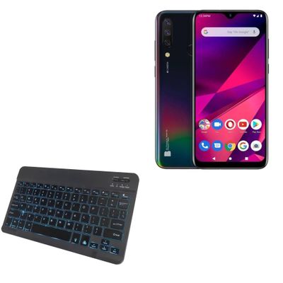 BoxWave Keyboard Compatible with BLU v90 - SlimKeys Bluetooth Keyboard - with Backlight, Portable Slim LED 7 Colors - Jet Black