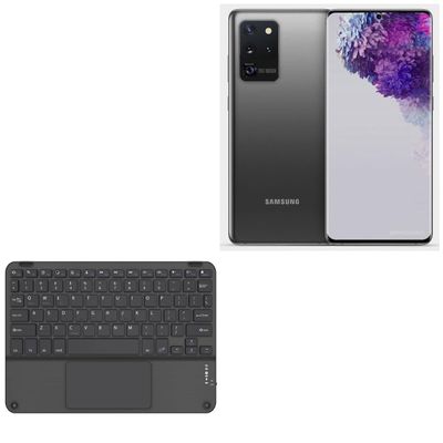 BoxWave Keyboard Compatible with Samsung Galaxy S20 Ultra - SlimKeys Bluetooth Keyboard with Trackpad, Portable Slim TouchPad - Jet Black