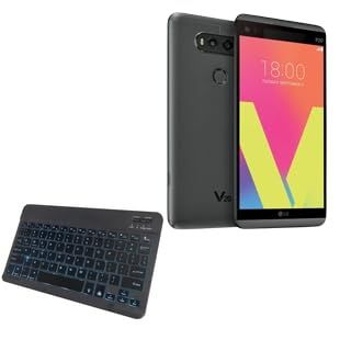 BoxWave Keyboard Compatible with LG V20 - SlimKeys Bluetooth Keyboard - with Backlight, Portable Slim LED 7 Colors - Jet Black