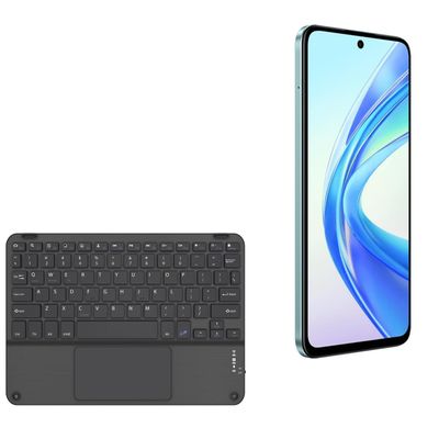 BoxWave Keyboard Compatible With Honor X7b - SlimKeys Bluetooth Keyboard with Trackpad, Portable Slim TouchPad - Jet Black