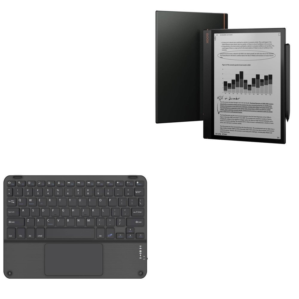 BoxWave Keyboard Compatible with Boox Note Air3 Tablet (10.3 in) - SlimKeys Bluetooth Keyboard with Trackpad, Portable Slim TouchPad - Jet Black