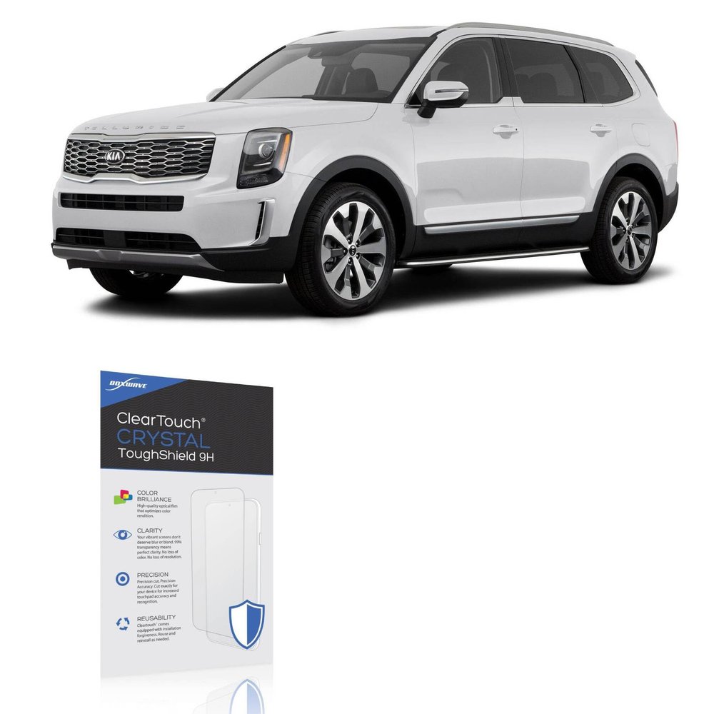 BoxWave Screen Protector Compatible with Kia 2021 Telluride Display (8 in) - ClearTouch Crystal ToughShield 9H (2-Pack), Clear 9H Tough Flexible Film Screen Protector