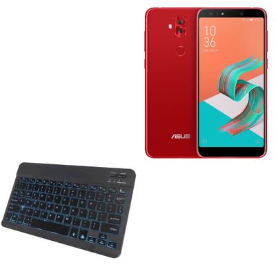 BoxWave Keyboard Compatible with ASUS ZenFone 5 Selfie Pro - SlimKeys Bluetooth Keyboard - with Backlight, Portable Slim LED 7 Colors - Jet Black