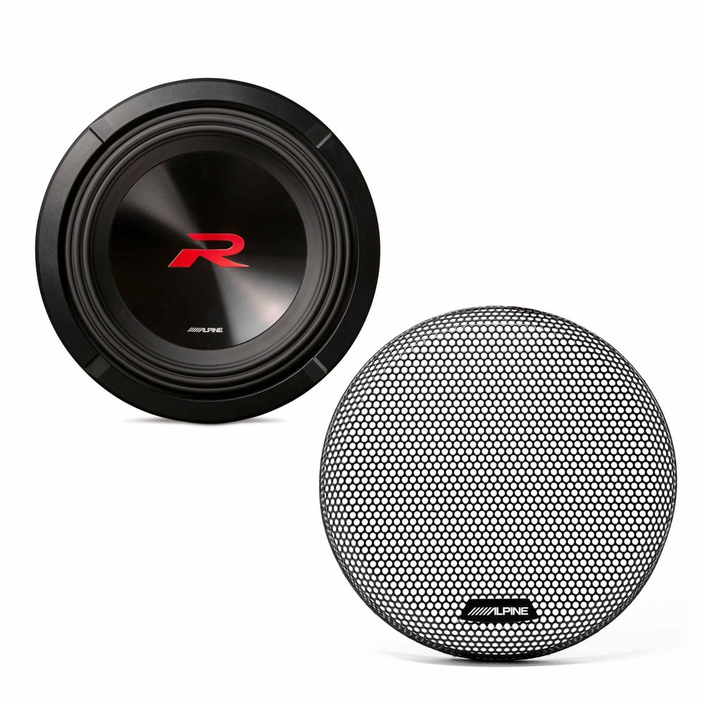 Alpine R2-W10D2 R Series 10 Dual 2-Ohm Subwoofer KTE-10G.3 10 Subwoofer Grille for Select Subwoofers Bundle