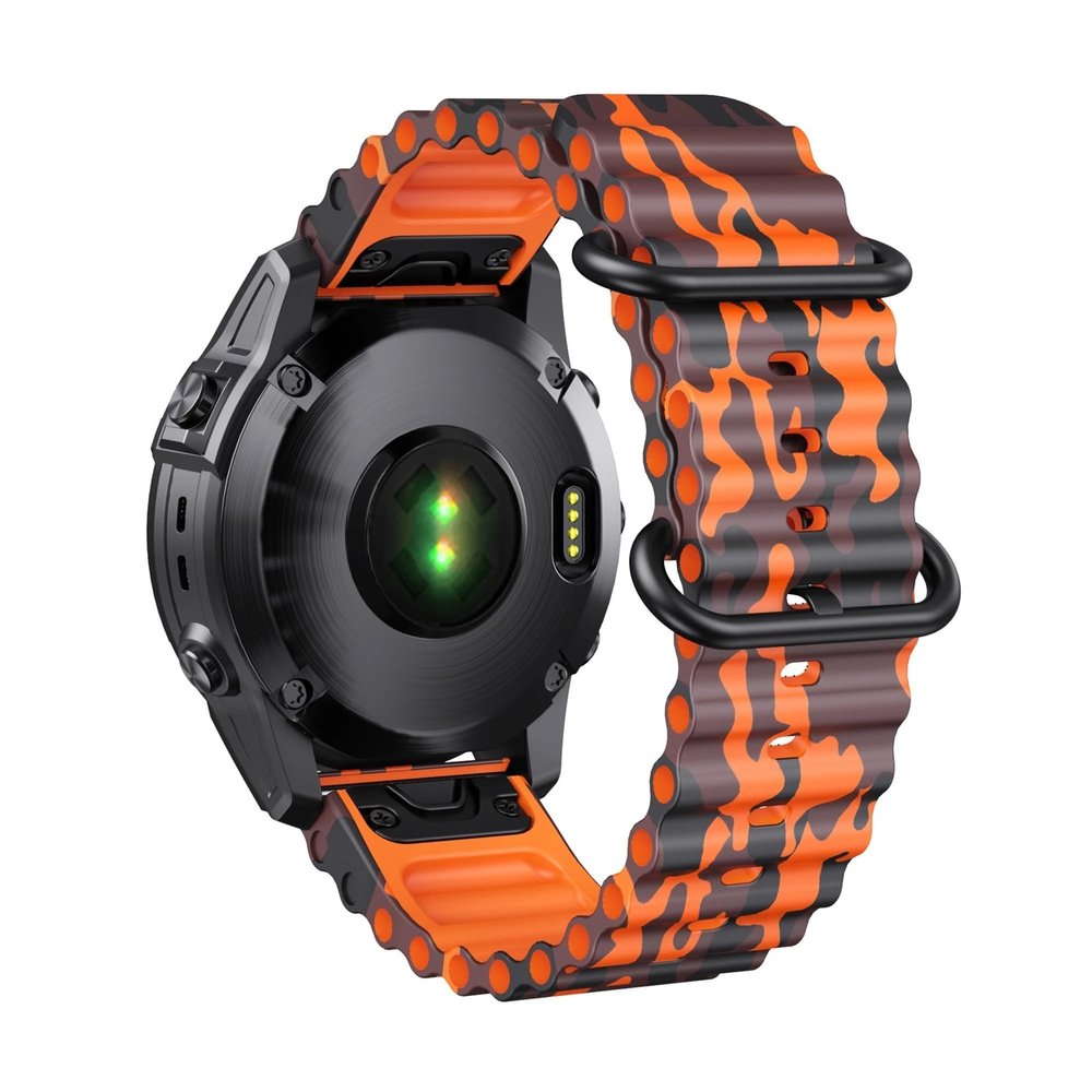 22 26mm Silicone Strap For Garmin Fenix 8/E/7/7X/5/5 Plus/6/6 Pro Bracelet For Forerunner 965 Replacement Watchband Accessories(Camo Orange,26mm)