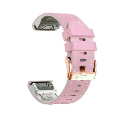 20MM Silicone Leather Strap For Garmin Fenix 8 E 43mm 7S 6s 5s Quick Installation Wristband Accessories(Pink,For Fenix 6S)