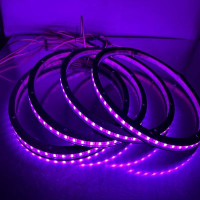 4PCS 15" Car RGB LED Speaker Ring Lights Decorative Light Kit Multiple Spacer Ring Light Coaxial Speaker Lights Bluetooth App & Remote Control (4)
