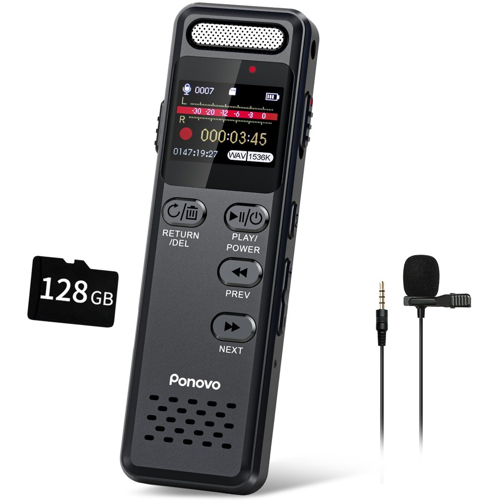 160GB Digital Voice Recorder with Playback, 1100mAh Audio Recording Device for Lecture Interviews, 1536Kbps Voice Activated Recorder with Noise Reduction, Password, External Microphone