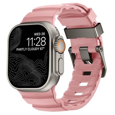 VeveXiao Luxury Designer Rugged Bands Compatible with Apple Watch Ultra 2 Band 49mm 46mm 45mm 44mm,Sport Soft Silicone Waterproof Strap for iWatch Ultra Series 10 9 8 7 6 5 4 SE Men Women (pink)