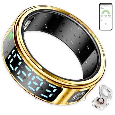 DEERLET Smart Ring Health Tracker with Display for Women Men - German Chip,Ultra Light,Ultrathin,Free Charging case,iOS/Android/Fitness/Heart Rate/SpO2/Sleep/Step/Pressure