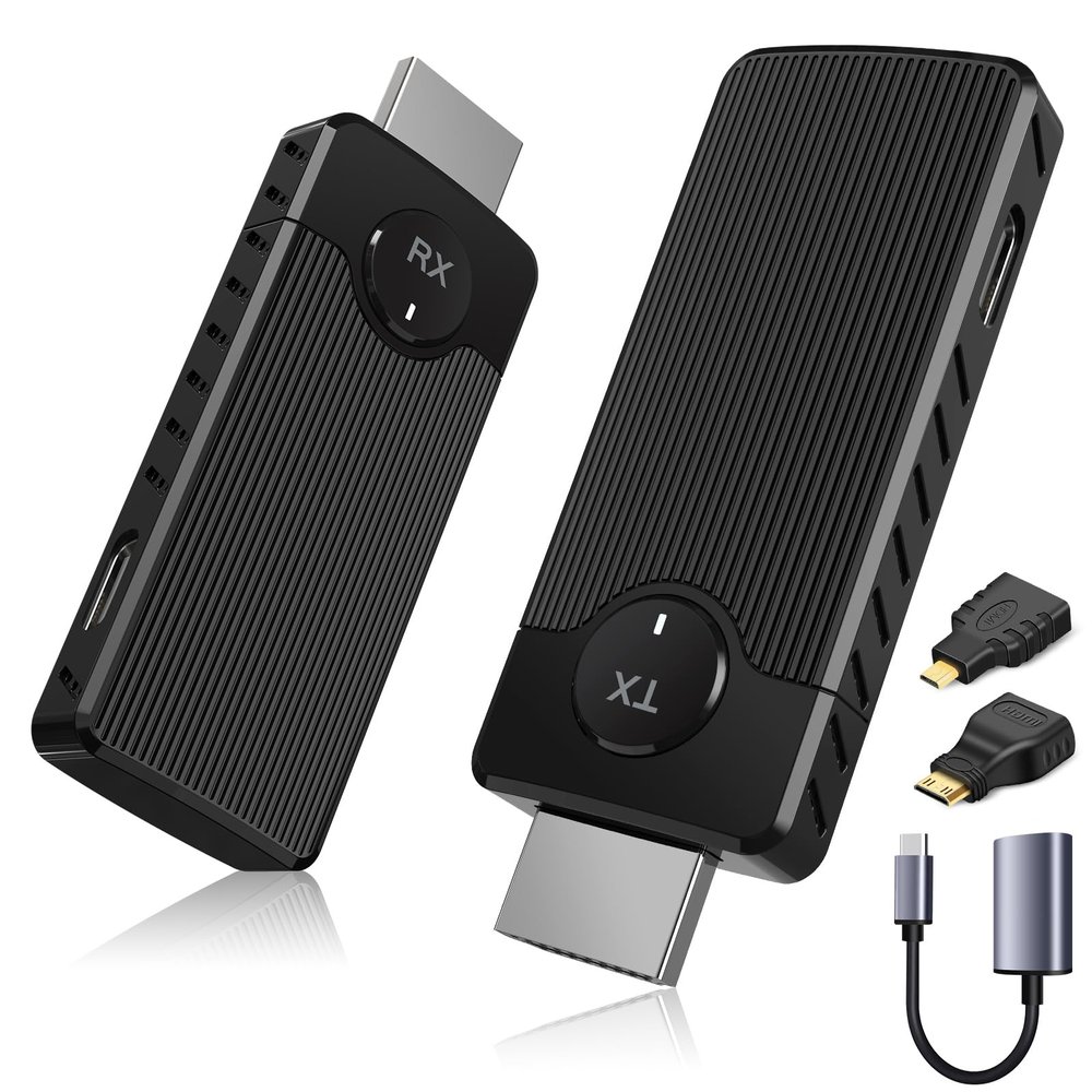 Wireless HDMI Transmitter and Receiver for Streaming Kit,Built-in Antenna Low-latency transmission of 1080P HD video streams,Video/Audio to Monitor from PC,Auto Pairing for Laptop/TV/Monitor/Projector