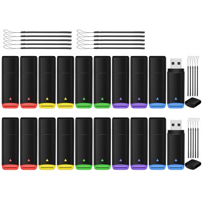 AGECASH 2GB USB Flash Drive 20 Pack Bulk USB 2.0 Fat Flash Drives 2GB Thumb Drive 20 Packs Memory Stick Jump Drives Multipack Zip Drive for Data Storage and Backup (Multicolor, 2 GB 20Pack)