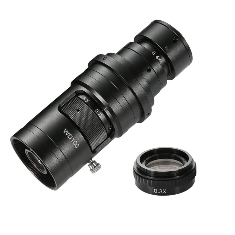 Microscope Observation 200X 500X 1000X 0.7X-5X Adjustable Magnification C Mount Zoom Lens for Video Microscope Camera(200X and 0.3X)