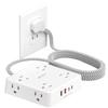 2 Prong Power Strip, WRXDMC 2 Prong to 3 Prong Outlet Adapter, 1400J Two Prong Surge Protector, 10ft Braided Extension Cord with Thin Flat Polarized Plug, 8 AC&4 USB, Wall Mountable for Old House view 1