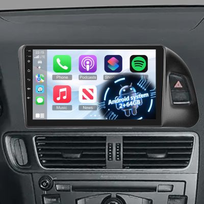 [2G+64G] Radio for Audi Q5 2010-2018, Android 9 inch Touch Screen Audi Q5 Car Stereo, Carplay/Android Auto/EQ Audio/1080P/SWC/Bluetooth