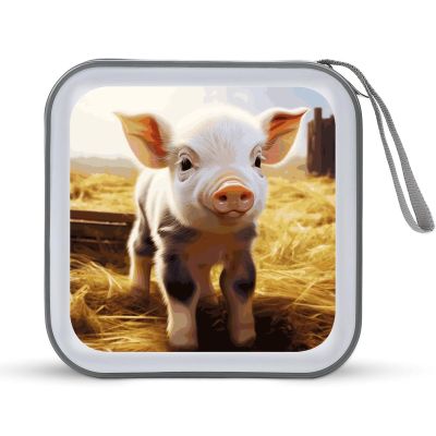 SLKFJEWT Cute Farm Animal Portable CD Case Holder,DVD Wallet Holder 40 Capacity CD Cases Storage DVD Book Binder for Car Home Travel
