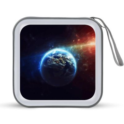 SLKFJEWT Space Planet Earth Portable CD Case Holder,DVD Wallet Holder 40 Capacity CD Cases Storage DVD Book Binder for Car Home Travel