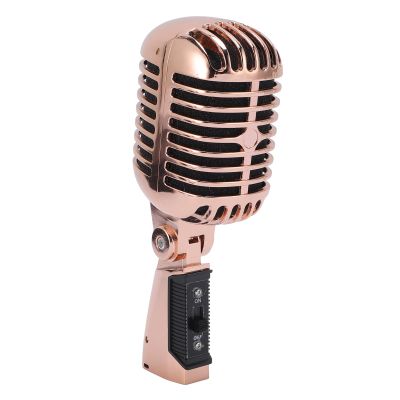 ASHATA Retro Dynamic Microphone for Podcast Recording, Cardioid Pickup Mic for Vocals, Noise and Vibration Damping, Angle Adjustable, PC Computer Mic for Singing Stage Home KTV