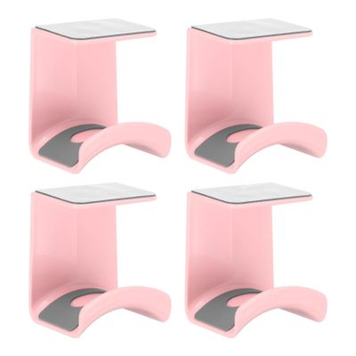 AKEIE Headphone Stand, 4 Pcs ABS Headset Holder Adhesive Headset Holder Hook Mount Earphone Hanger Hook Under Desk for PC Accessories Gaming Controller Head Set Cables,Pink