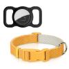 Dynmeow AirTag Dog Collar Holder, M, Black & Soft Cotton Pet Collar Bundle, S, 3/4" Wide, Yellow view 1