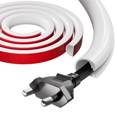 118" Silicone Cord Hider for Wall Mount TV,Self-Adhesive Cable Hider for 1 Cord(1/4" Diameter),Cable Management Under Desk,Cord Organizer,Cable Raceway Home & Office Trim,Cord Concealer Channel,White