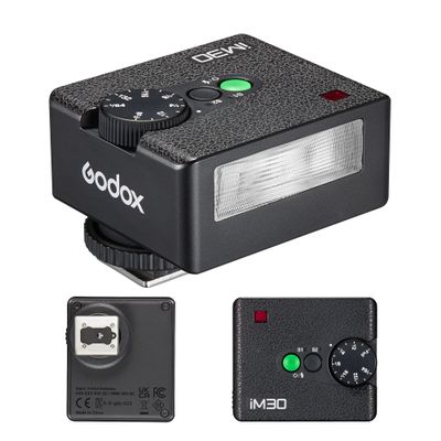 Godox iM30 Mini Flash Camera Flash GN 15 7 Power Levels Mini Manual Flash for Fuji, for Canon, for Nikon, for Sony, for Olympus Camera CCT 6500K200K with S1/S2 Optical Control