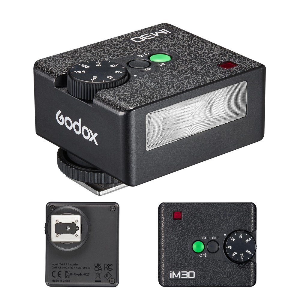 Godox iM30 Mini Flash Camera Flash GN 15 7 Power Levels Mini Manual Flash for Fuji, for Canon, for Nikon, for Sony, for Olympus Camera CCT 6500K200K with S1/S2 Optical Control