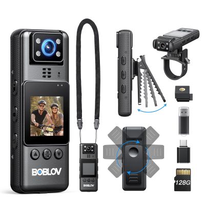 BOBLOV Mini 128G Body Action Camera with Video, Small Cameras for Vlogging A23