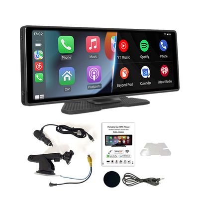 wepeculior Portable Carplay Screen for Car, 10.26 Inch Wireless Carplay and Android Auto Car Audio Receivers with GPS Navigation, Mirror Link, FM Transmission, Voice Control