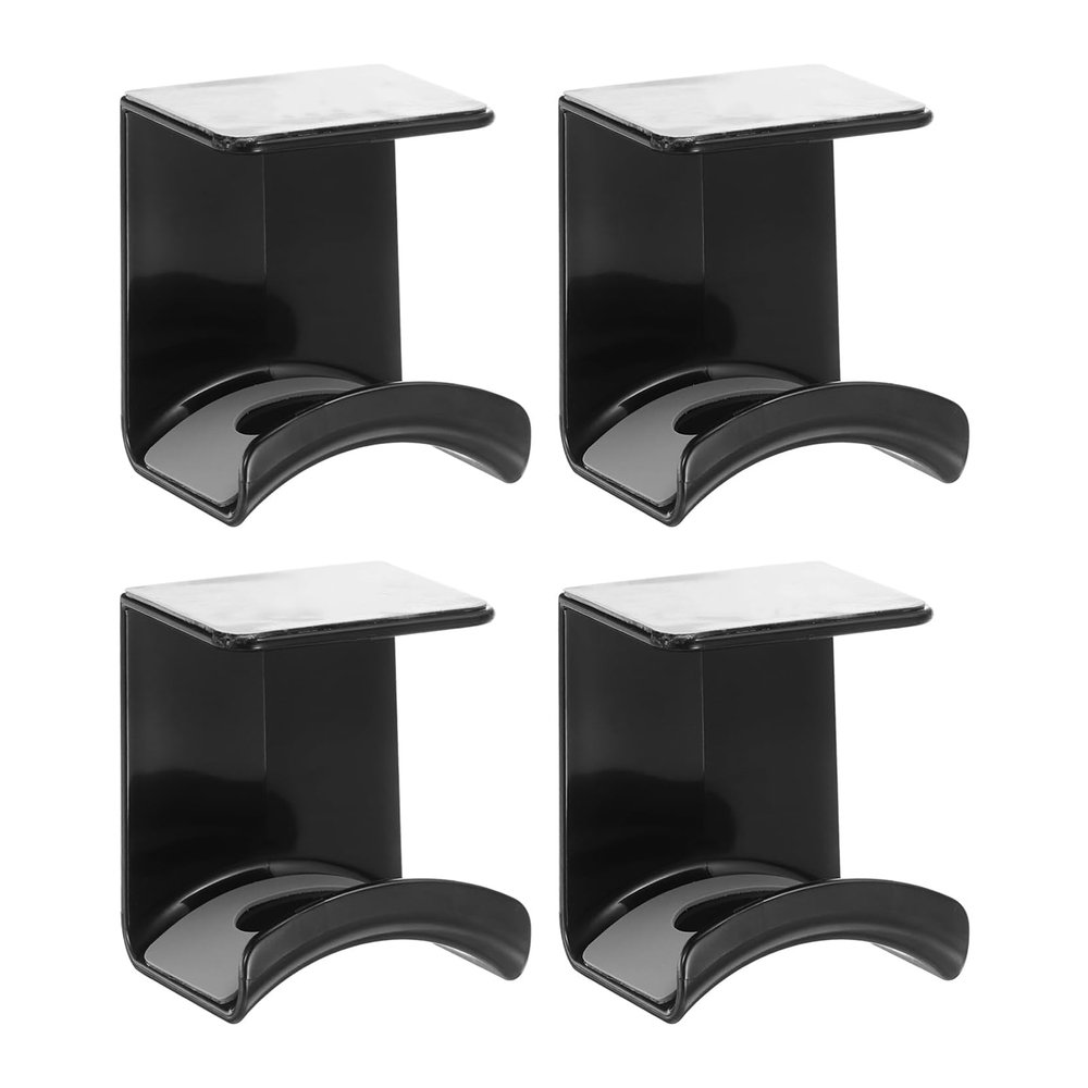 AKEIE Headphone Stand, 4 Pcs ABS Headset Holder Adhesive Headset Holder Hook Mount Earphone Hanger Hook Under Desk for PC Accessories Gaming Controller Head Set Cables,Black