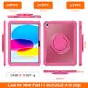 Batianda Ultimate Protective Case for New iPad 11th Generation 11 inch 2025 A16 Chip Sturdy Rugged Shockproof Silicone Tablet Cover with 360 Rotatable Ring Kickstand & Pencil Holder, Pink view 2