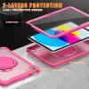 Batianda Ultimate Protective Case for New iPad 11th Generation 11 inch 2025 A16 Chip Sturdy Rugged Shockproof Silicone Tablet Cover with 360 Rotatable Ring Kickstand & Pencil Holder, Pink view 3