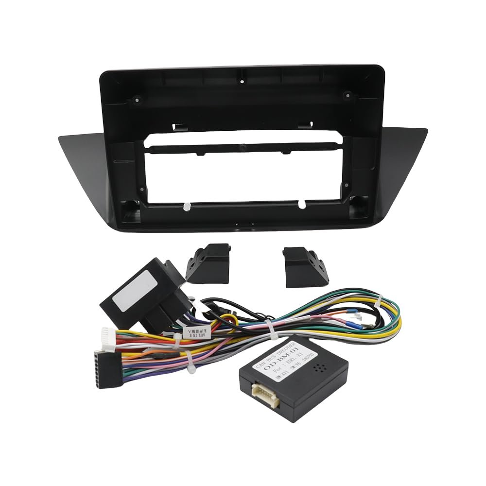 10Inch Car Radio Fascia Video Panel Player Audio Dash 2 Din Frame Dashboard Mount Kit Cable Canbus Adapter for BMW X1 E84 2010-2015 (Frame Cable Canbus)