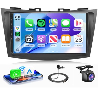 4G+64G Car Radio for Suzuki Swift 2011-2017, Rimoody Android Car Stereo Carplay Android Auto EQ 9 Inch Touchscreen Bluetooth FM RDS GPS WiFi Mirror Link Backup Camera