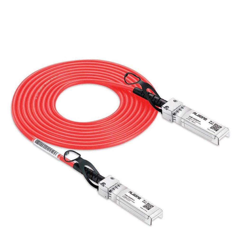 Alwong Red 3m/9.84ft 10G SFP+ Direct Attach Cable (DAC), Passive Twinax Cable, 10GBASE-CU SFP+ to SFP+ Connector, for Cisco SFP-H10GB-CU3M, Ubiquiti, Arista, D-Link, Mikrotik, Netgear, etc.