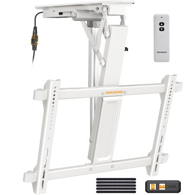 Perlegear Electric Ceiling TV Mount with Remote for 32-70 inch Flat and Curved Screen TVs up to 88 lbs, Max VESA 600x400, Motorized TV Ceiling Mount Flip Down for Flat Roof, Drop Down Ceiling Mount