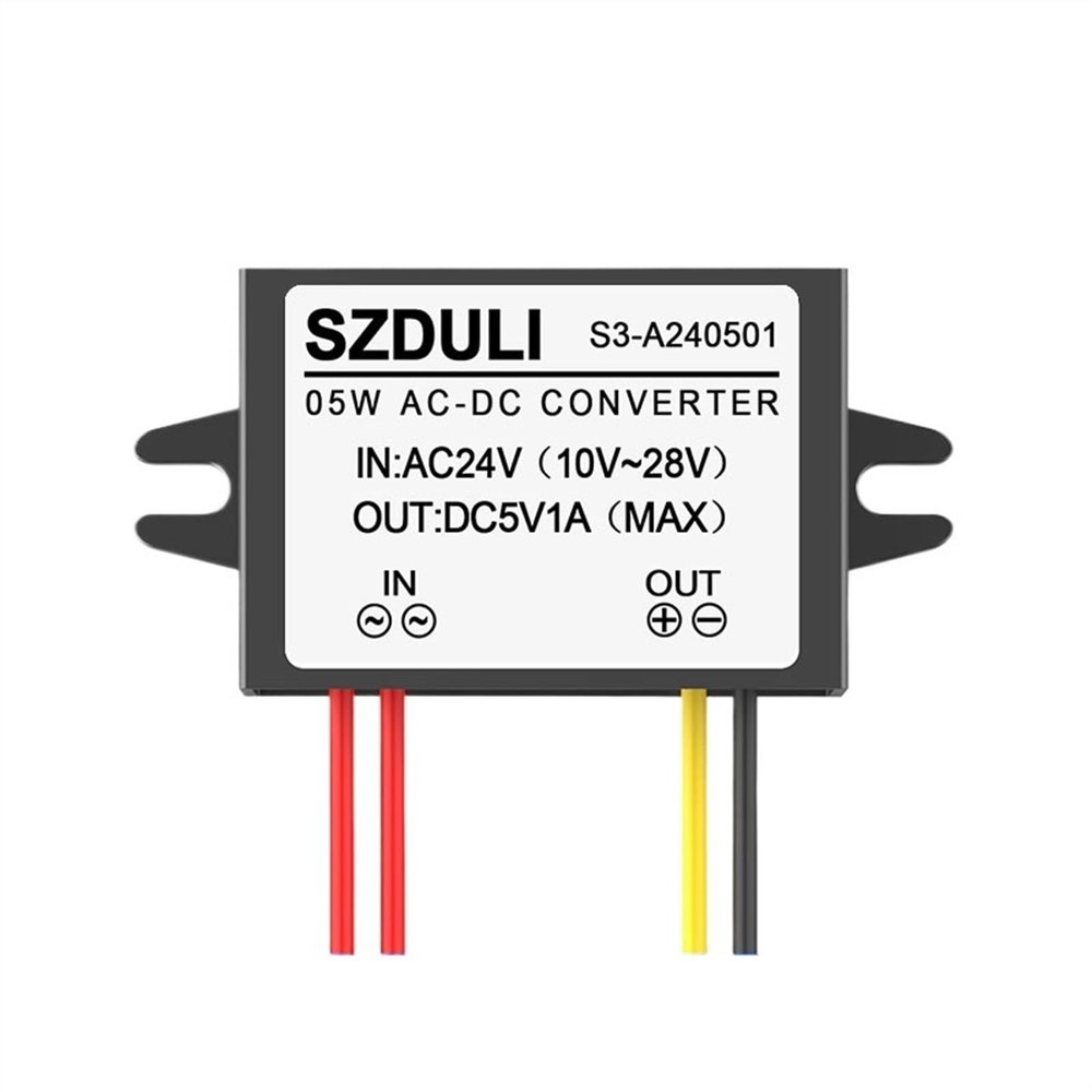 12V/24V AC to 5V DC1A 3A 5A 8A 10A Step-Down Converter AC10-28V to DC5V for Monitoring Equipment(AC24V to DC 5V 1A S3)