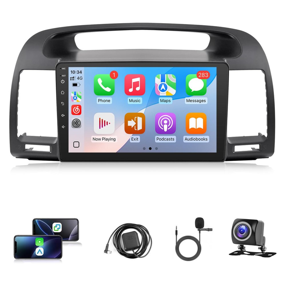Android Car Stereo for Toyota Camry 2002 2003 2004 2005 2006 Radio Wireless Apple CarPlay Android Auto, Leadfan 9 Inch IPS Touch Screen Carmry Head Unit GPS WiFi Bluetooth FM Mirrorlink AHD Camera MIC