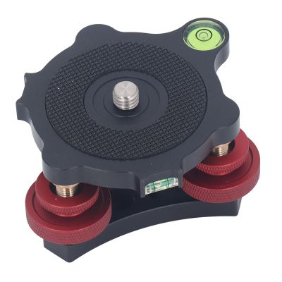Tripod Head Leveling Base Camera Leveler, 3/8Thread,+ / -5 Angle Adjustment, 3 Bubble Level Triple Wheel Leveler for Macro Panoramic Head, Aluminum Alloy