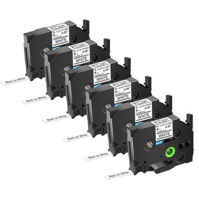 KCMYTONER 6 Pack Compatible for Brother P-Touch TZe-FX221 TZ-FX221 TZe-221 TZ221 Flexible ID Cable Wire TZe TZ Tape 9mm 0.35 Inch Black on White Label Tape for PT-310B PT-1100SBVP PT-1900C ST-1150